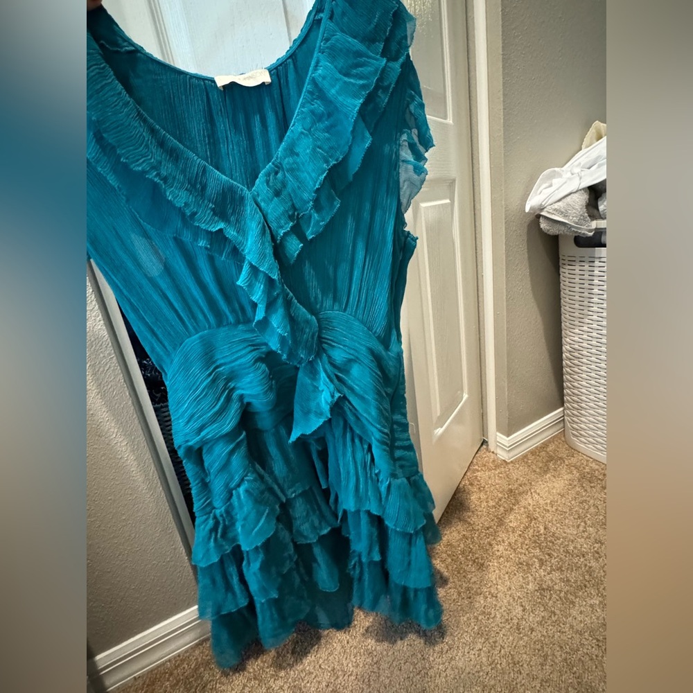 Ulla Johnson Blue Asymmetrical Ruffled Sundress